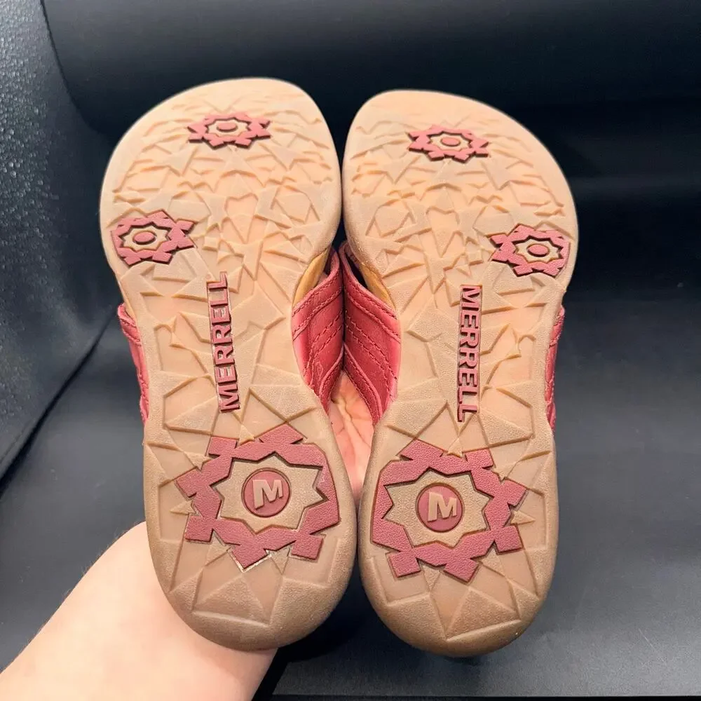 Merrell Port Performance Flip Flop Sandals Red Leather Women’s 8